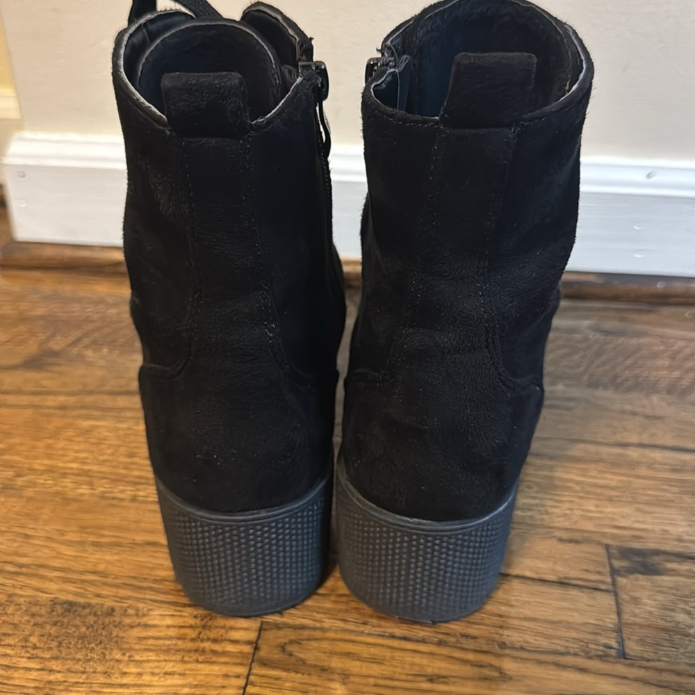 Black Lace Up Platform Combat Boots Size 8.5 - Picture 4 of 6